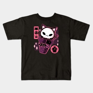 Skull Kitty Cream Kids T-Shirt